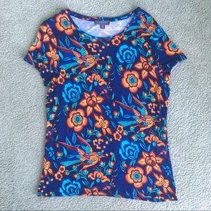 Blue Floral Bird Blouse